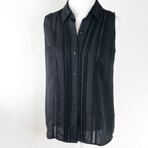 CAbi Button Up Jagger Sleeveless Blouse 3266 Tank Top Black Size Small